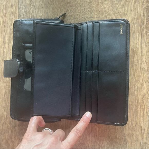 Genuine Leather Buxton black long wallet - Picture 4 of 6